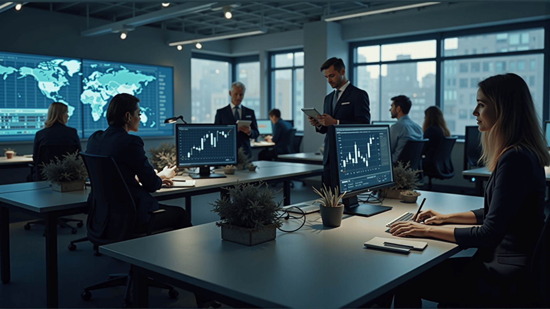 Business news room