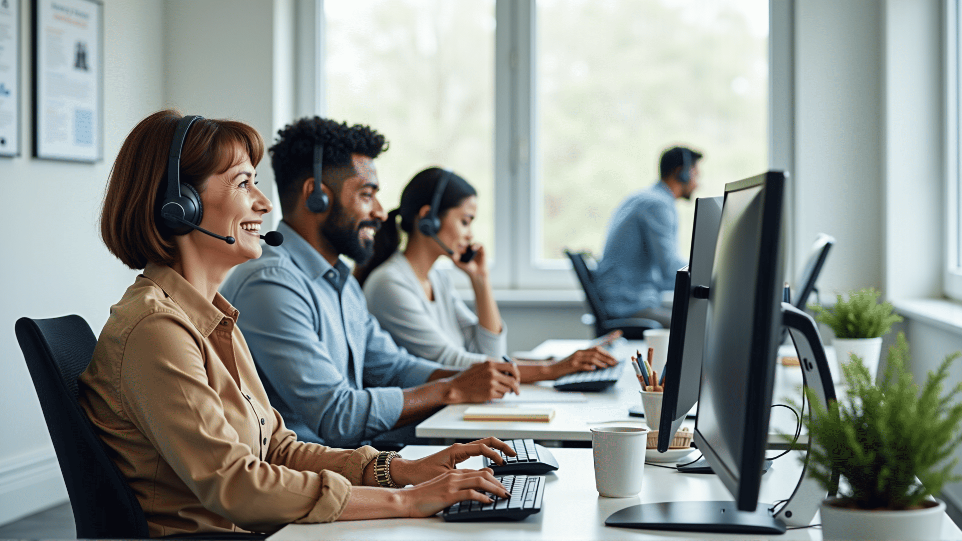 Customer support team assisting clients