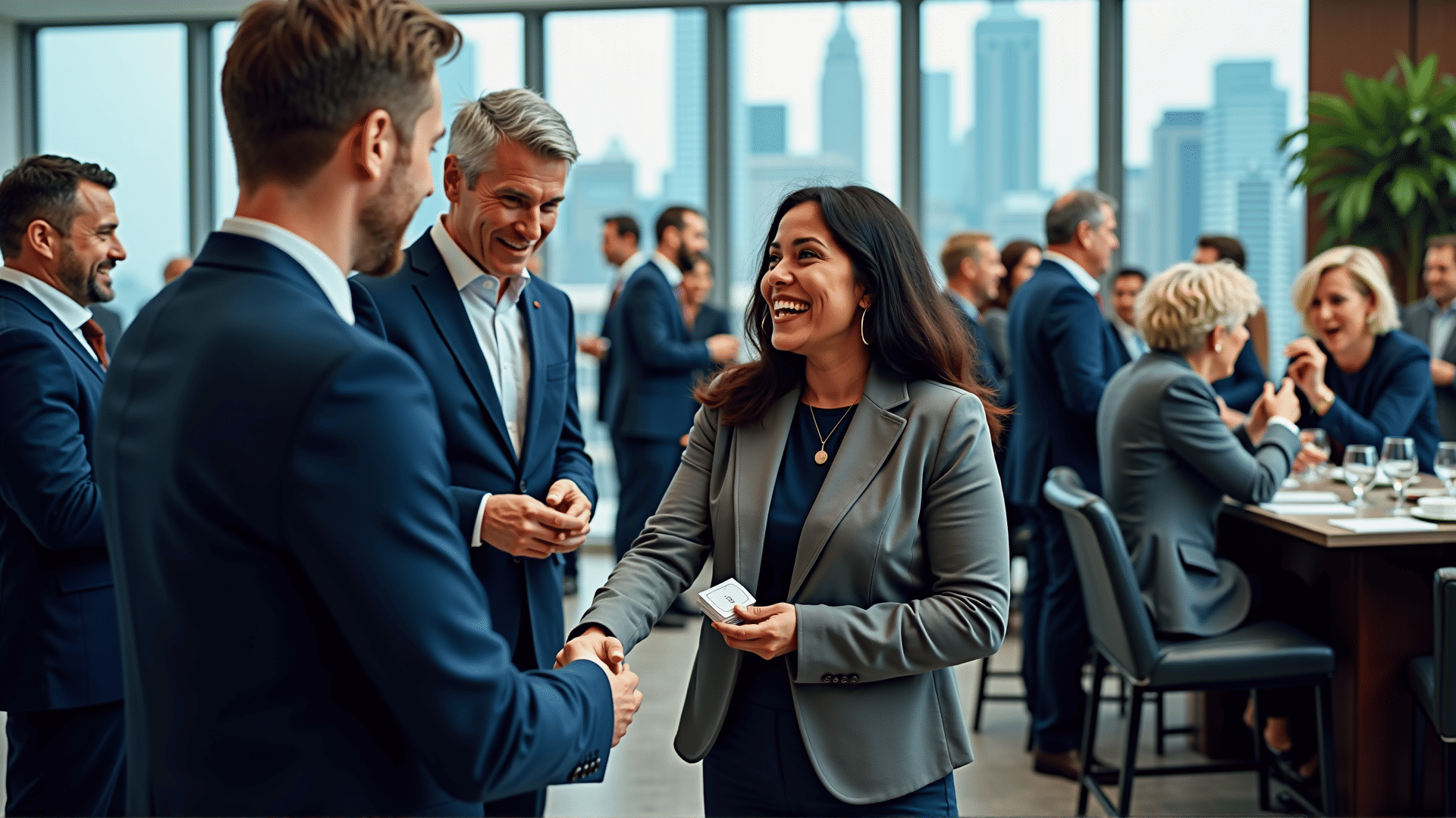 Professionals at a networking event
